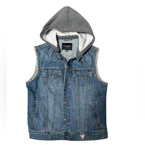 Vintage Guess Denim Full Zip Men's Vest Size XL Hoodie Preowned Blue